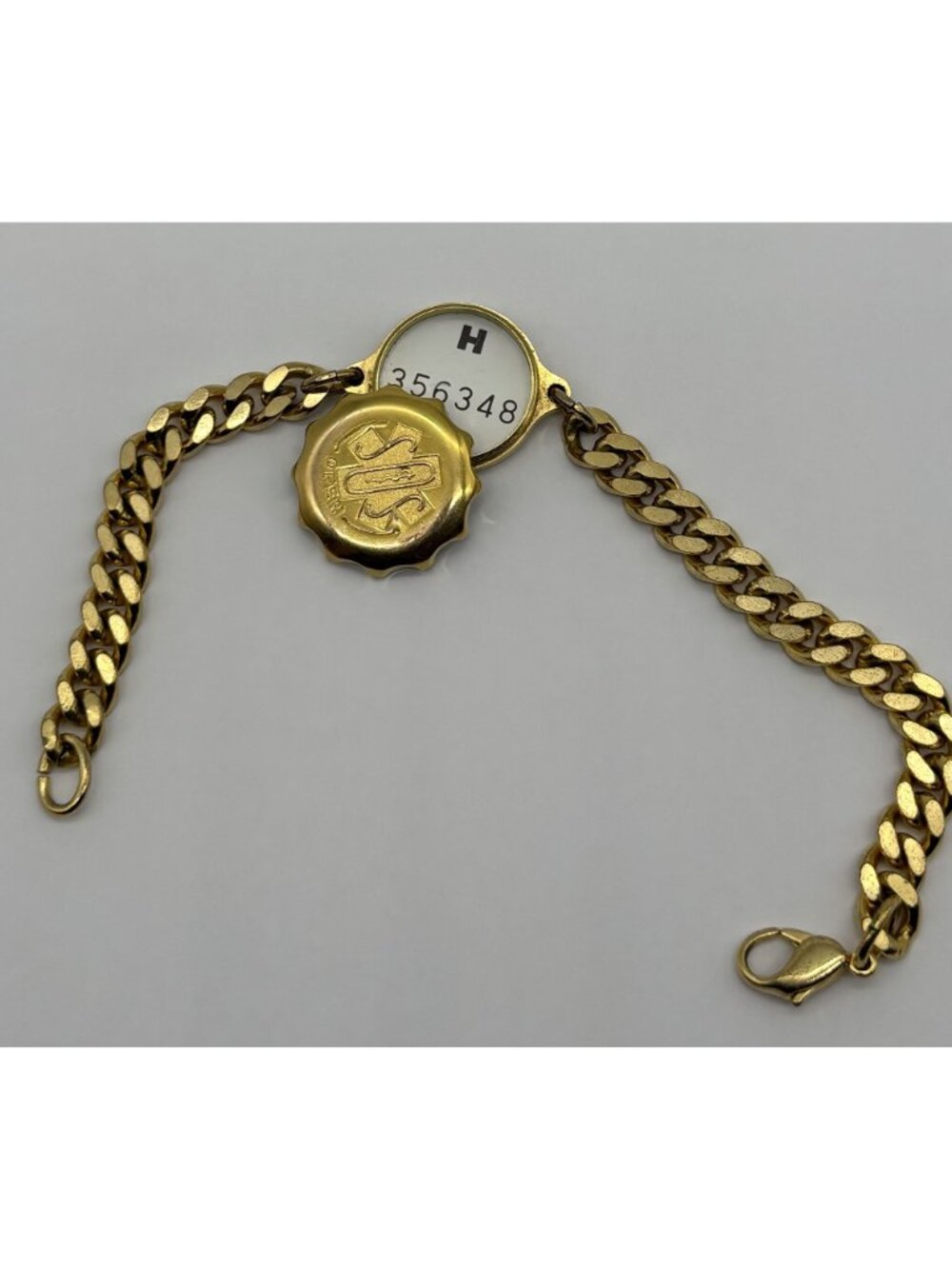 Vintage S.OS. Medical I.D. Bracelet Gold-Tone Stainless Steel Metal, Curb Chain - Picture 8 of 11